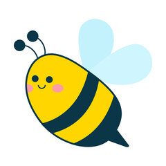 Cute smiling bee on white background. Isolated illustration.