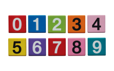 Vibrant number blocks from zero to nine offer a playful foundation for learning mathematics and counting skills for young children