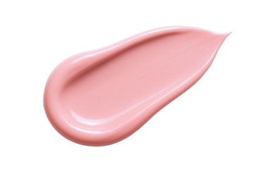 Smooth Swirl of Pink Creamy Cosmetic Texture with Reflective Highlights, Isolated on Black