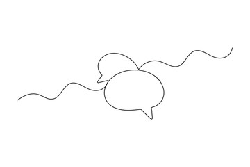 Speech bubble continuous one line drawing and minimalist style isolate outline vector illustration
