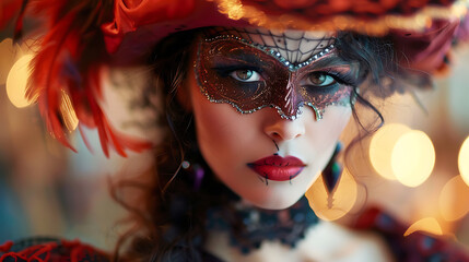 portrait of a girl in a carnival mask