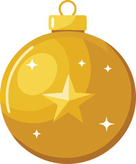 Fototapeta premium Shining Gold Christmas Ball Vector Icon.