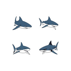 Obraz premium Cute cartoon shark characters in different poses