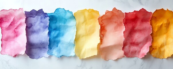 Fototapeta premium Vibrant watercolor rainbow paint swatches. Colorful abstract art texture background.
