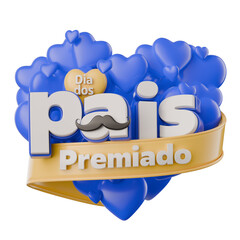 Father's Day 3D Icon with Heart and Bold Letters