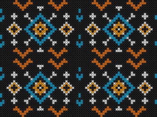 Colorful seamless knitting pattern. Design for capet, wrapping, clothing, knitting, Ikkat, ikat, fabric.