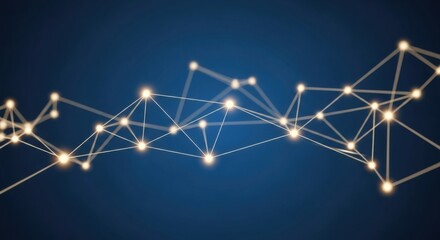 Abstract Digital Network Connection Visualization with Glowing Nodes and Lines in Blue Background