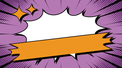 Vibrant Comic Book Style Speech Bubble with Stars and Ribbon for Text, Isolated