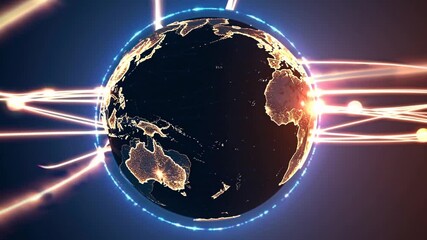 Stunning Globe Illustration with Blue Radiance, Visualizing Global Connectivity Ideal for Innovative Marketing Campaigns, Inspiring a Sense of Unity and Progress.