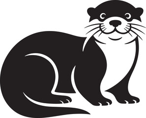 Charming Otter Silhouette Illustration Playful Aquatic Mammal Design Wildlife Graphic River Creature Icon