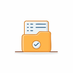 Orange folder with documents and a checkmark symbolizing completion or approval
