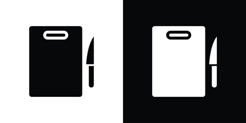 Cutting board and knife icon Pixel perfect vector graphics. Symbol, logo illustration.