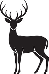 Deer Silhouette Vector Illustration Stag Buck Antler Icon Wildlife Animal Design Graphic Element
