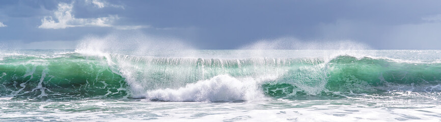 Powerful Atlantic Ocean Wave Crashing with Dramatic Sea Spray
