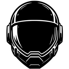 Fototapeta premium Astronaut's Helmet Silhouette: A stark, minimalist depiction of a futuristic astronaut helmet, showcasing intricate details of the visor and outer shell in a bold, high-contrast silhouette.