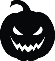 Scary jack o lantern silhouette isolated on white background