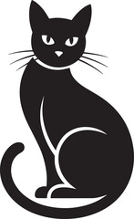 Elegant Black Cat Silhouette Vector Illustration for Pet Store Logo or Animal Graphic Design