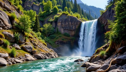 waterfalls can form where rivers flow over escarpments created by faulting and uplift causing sudden drops in the riverbed leading to vertical plunges of water.