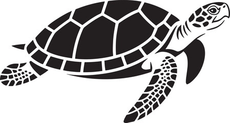 Elegant Sea Turtle Vector Graphic A Detailed Silhouette of Marine Life for Creative Projects