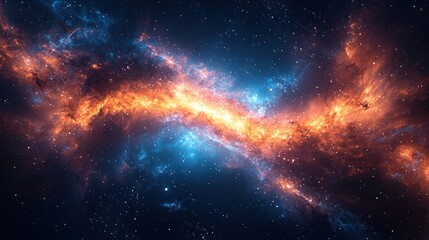 Cosmic Nebula fiery interstellar clouds collide, background stars, space exploration imagery