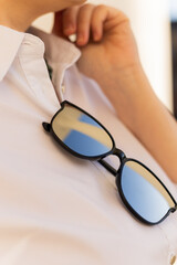 Business image, summer clothing and accessories, and glasses