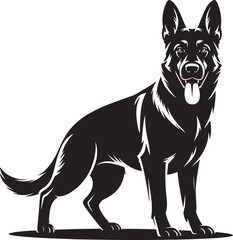 German Shepherd Vector Illustration Loyal Dog Silhouette with Detailed Fur on Transparent Background