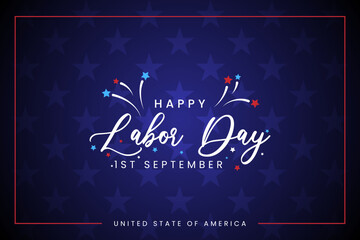 Happy Labor Day September 1st typography vector banner and greeting card with patriotic theme