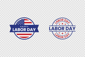 Happy Labor Day stamp style vector design with transparent background and patriotic theme art