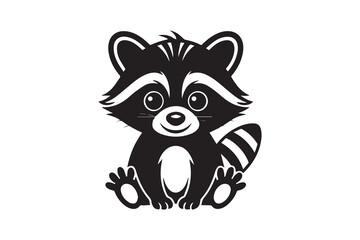 cute raccoon silhouette  vector