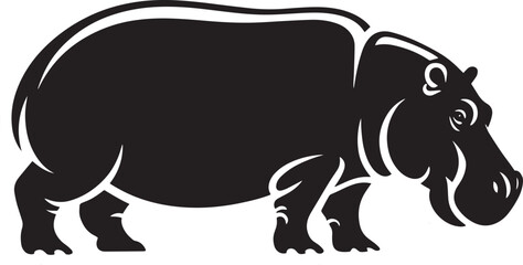 Hippo Silhouette Vector Illustration Large African Animal Wildlife Graphic Design Black Icon
