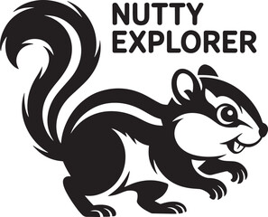 Nutty Explorer Squirrel Silhouette Vector Illustration on Transparent Background for Rodent Designs