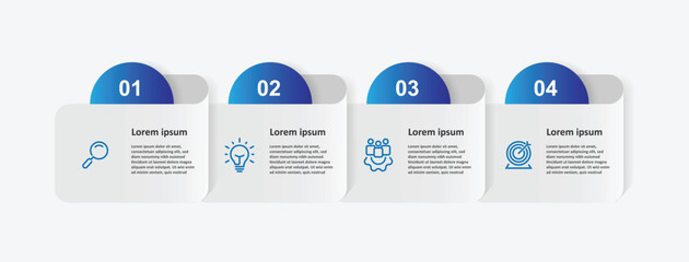 4 step table for infographic, presentation, business information and web graphic design 