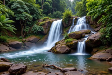waterfalls create complex aquatic habitats such as pools and rapids in tropical rainforests supporting diverse fish and invertebrate communities important for ecosystem function.