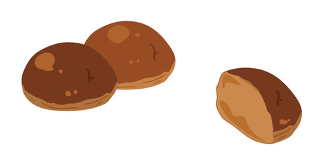 黒糖丸パンのイラスト　セット