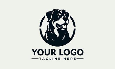 A stylized illustration of a Rottweiler dog's head inside a segmented circle, suitable for a logo design.