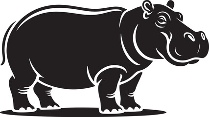 Silhouette of a Hippopotamus Standing with Transparent Background Vector Illustration Art