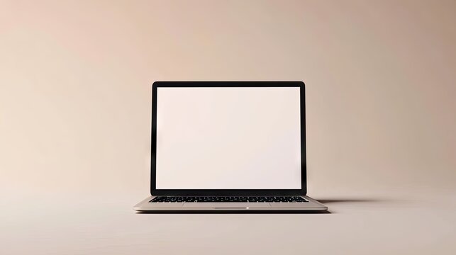 Laptop with empty screen isolated on neutral background, ideal for showcasing app or website design mock-ups