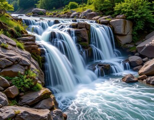 Fototapeta premium the natural flow of waterfalls makes them ideal for small scale hydroelectric power plants generating clean energy for remote areas promoting sustainable development and reducing pollution.