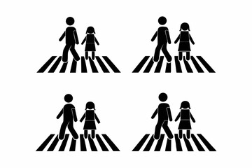 Father and daughter walking across a pedestrian crossing a symbol of family safety and road awareness
