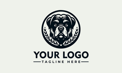 Rottweiler head in a circle with wheat stalks, a logo template with space for text.