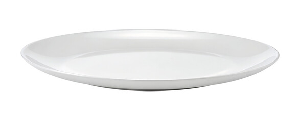 Elegant white porcelain dinner plate on white background for kitchen dining presentation