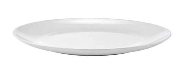 Elegant white porcelain dinner plate on white background for kitchen dining presentation