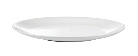 Elegant white ceramic plate isolated on black background for kitchenware and home dining concept