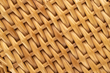 Woven straw mat, macro, top view.