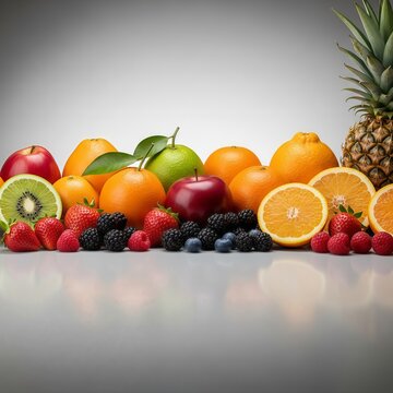 Fresh Fruit Juice Bottles with Organic Ingredients on White Background