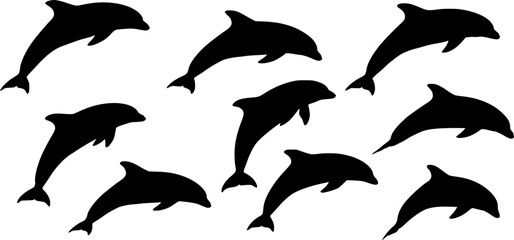 Obraz premium jumping dolphin silhouette vector illustration 