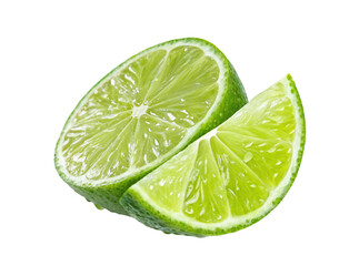 Fresh lime wedges isolated on a clean surface perfect for cocktails drinks and culinary presentation