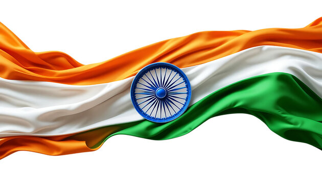 Indian flag waving isolated on transparent background - Powered by Adobe