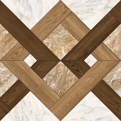 Geometric decor. Marble and wooden textured. Parquet floor elements. Seamless pattern used for interior and exterior ceramics wall tiles and floor tiles.