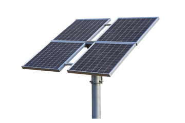 Solar panels on metal pole isolated on a transparent background photovoltaic renewable energy